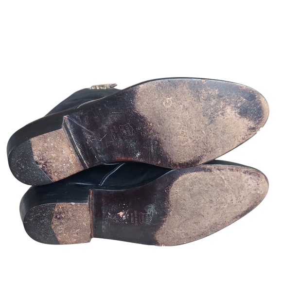 R. Martegani's Sun God Studded Black Leather with Decorative Ankle Strap Boots - Picture 14 of 15